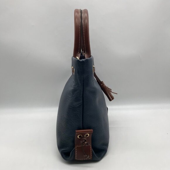 Dooney & Bourke Dark Blue Pebble Grain Tassel Tote - Picture 4 of 11